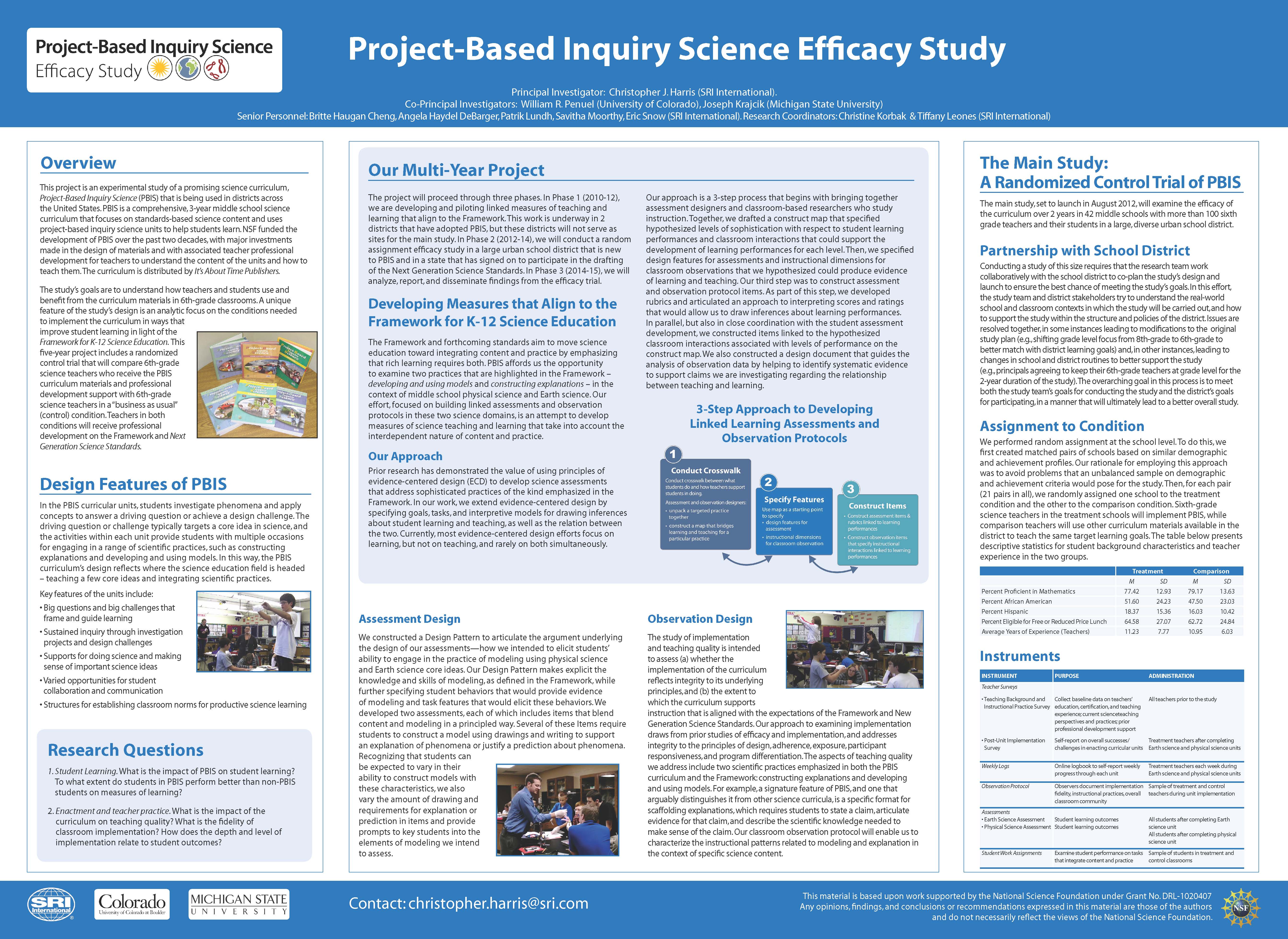 Efficacy Study of Projectbased Inquiry Science CADRE